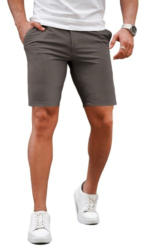 GINGTTO Pantalones Cortos Hombre Slim Vestir Elastico Chino Shorts | Súper Elástico, Corte Cónico, Pantalones Cortos Chinos, Estilo Casual