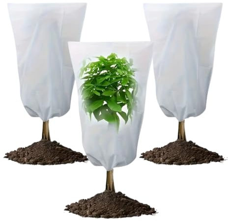 Cappuccio Protezione Piante Inverno 3 Pezzi da 1,5x1,8 m, Telo Antigelo per Piante in Tessuto non Tessuto, Copertura Piante Inverno 30g/m2, telo per piante inverno antigelo, telo termico per piante