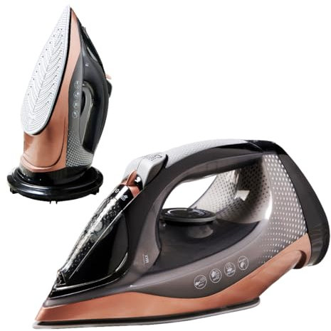 Quest 34149 Cordless Steam Iron / 2400W Electric Iron/Ceramic Soleplate/Self-Cleaning/Quick Heat-Up/Adjustable Temperature & Steam Output / 350ml Water Tank