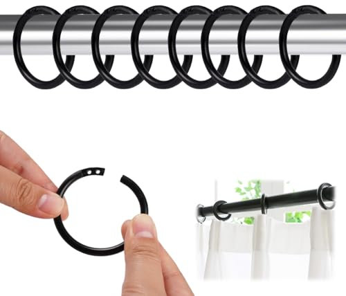 45 Pezzi Anelli per Tende, Anelli Tenda Doccia 40 mm, Facile da Usare Silenziosi Anelli per Tende In Plastica Rotondi, a Forma Di O Anelli Tenda Neri per ø 2-4 cm Tende da Doccia, Aste Telescopiche