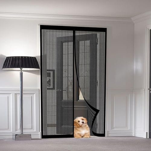Moustiquaire Porte Fenetre 87 x 210 cm Moustiquaire Porte Magnétique Différentes Tailles Rideau Anti Moustique Installation Facile Sans Outils pour Cave, Terrasse, Noir