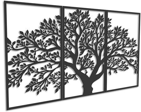 Kajaro - Set di Quadri Moderni Soggiorno - 3 Pezzi, Stampe d'Arte - 3 Pannelli Murali, Decorazione Moderna, Quadro Camera da Letto - Albero Nr. 2, 178x98cm + Quadro Aggiuntivo