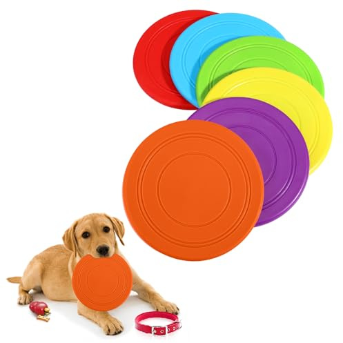 xozeooeu 18 Pack Dog Flying Discs, Soft TPR Rubber Flyer Toys for Small Medium & Large Dogs - Interactive, Float in Water, Safe on Teeth, for Outdoor Fetch & Training (6 Colors)