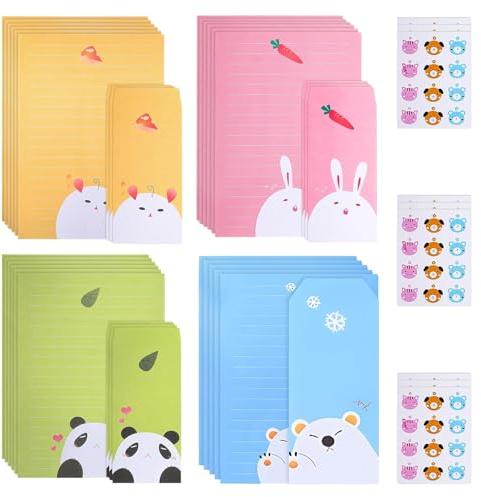 36PCS Kids Writing Paper and Envelopes Set for Student, Cute Cartoon Animal | Quality Paper,Preventing Ink Penetration and Leaks,For Kids to Creativity and Write Poems,Thank-You Notes,Invitations