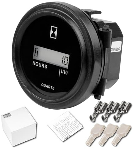Jayron JR-HM005AC Snap in Timräknare Rund LCD Timräknare Kvarts Timräknare AC86-230V för Gaffelvagn Golfvagn Båt Traktorgenerator Motorklippare