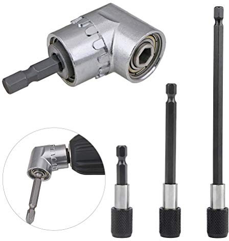 TIMESETL 105°Winkelschrauber Vorsatz Adapter Magnet Bithalter Innensechskant mit 3St. 60/100/150mm 1/4 Sechskantschaft Schnellspanner Verlängerung Halter Bitsatz Verlängerungsstange für Bohrmaschine