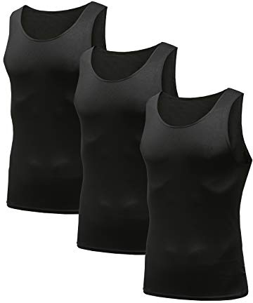 HIBETY Men's 3 or 5 Pack Sleeveless Compression Tank Top, Base Layer Cool Dry Compression Shirts Muscle Gym Tank Tops