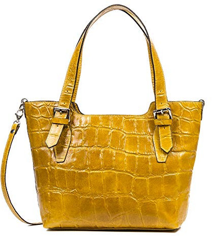 FIRENZE ARTEGIANI. Arezzo Handtasche für Damen, echtes Leder, Leder, graviertes Krokodil, groß, Camoscio 37 x 10 x 25 cm, Farbe: Kamel, Camel, Utility