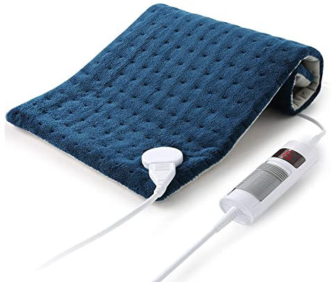 Heizkissen mit Abschaltautomatik Elektrisches Wärmekissen 30 X 60cm für Rücken Schulter Nacken und Temperatureinstellung in 6 Schnell Heiztechnik Überhitzungsschutz Blau
