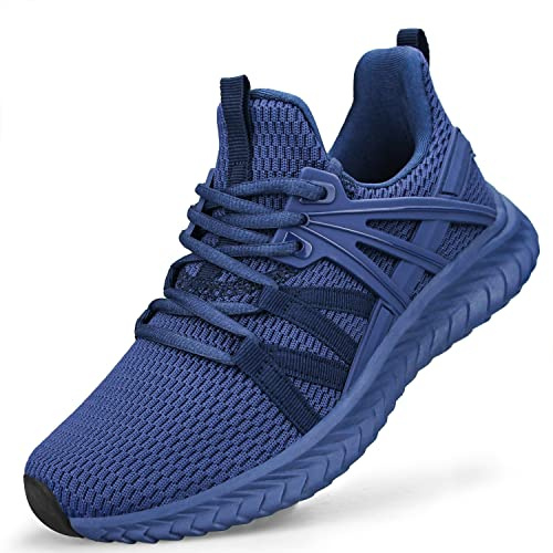 Abboos Womens Athletic Walking Shoes - Mesh Breathable Comfortable Casual Slip on Sneakers Lightweight Gym Sneakers Blue Size 9