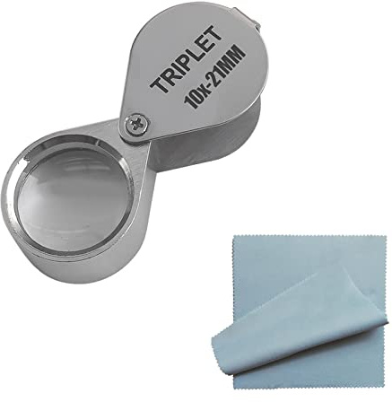 10x Lupa de Bolsillo, Lupa de Aumento de Cristal 10 x 21 mm Joyería Antigüedades Lente Ocular, Plegable Pequeña de Bolsillo para Piedras Preciosas, Diamantes, Plantas