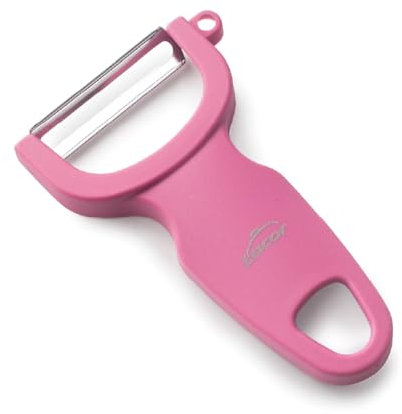 Lacor - 39092 - Pelador Patatas, Pelador Verduras, Pelador Liso Fast, Acero Inoxidable, Doble Filo Liso, Precisión y Exactitud, Ergonómico, Ambidiestro, 11 cm, Magenta