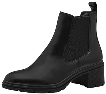 Tamaris Botines Chelsea para Mujer, Piel, Cómodos, Negro, 40 EU