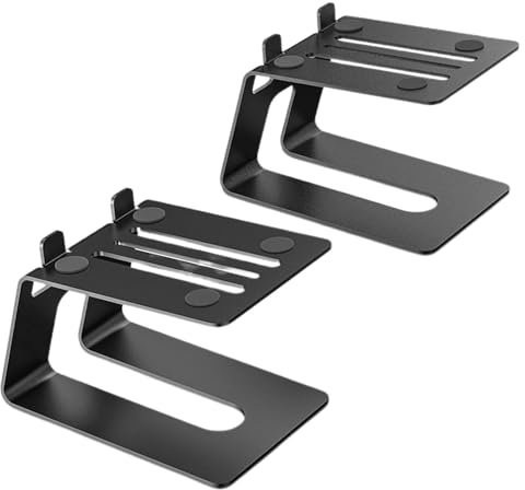 Lot de 2 supports de moniteur de studio - Lot de 2 supports d'enceintes de bureau - Pour bibliothèque - Pieds d'enceintes stables