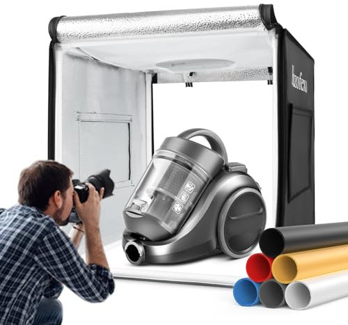 Huzofexo Caja de luz para estudio fotográfico, set de 40 x 40 x 40 cm, accesorios profesionales para fotografía de estudio, kit de tienda de campaña con luz LED CRI98, 6 fondos de colores, multiángulo
