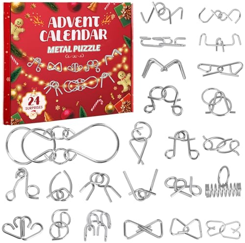 Tutukyle Calendario Adviento 2025 para Niño y Adultos Rompecabezas de Metal con 24 Sorpresas juego de cuentas regresivas Christmas Calendario Adviento juguetes Regalo para Niños y Niñas