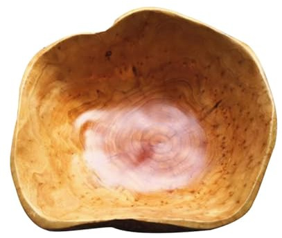 Oriental riverkit Frutero de madera natural para decoración distintiva, cuenco de madera creativa irregular, hecho a mano, para encimera de cocina (35-39 cm)