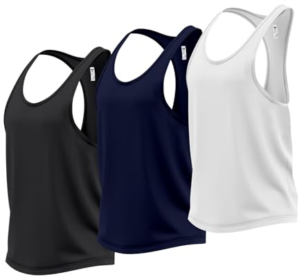 Pack of 3 Sleeveless Tank Top Running Muscle for Men Quick Dry Workout Top Gym Shirts Training Bodybuilding Vests