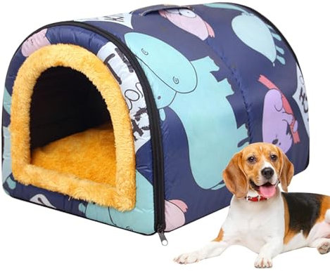 Hundehöhle,Hundehöhle im Freien,Warmes Katzennest - rutschfeste Hundehütte, waschbares Hundebett, warm, wasserabweisend, gemütliche Hundehöhle für mittelgroße und kleine Hunde
