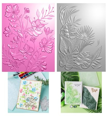 BAOFALI Lot de 2 dossiers de gaufrage 3D en plastique pour scrapbooking, album photo, cartes, loisirs créatifs, fabrication de cartes, gabarit de gaufrage, pochoir de gaufrage