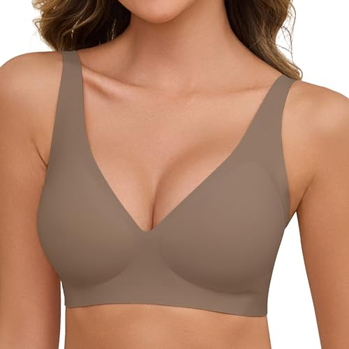 Vijamiy Sujetador Sin Aros Mujer Sexy Scollo a V Sujetador Push Up Sin Costuras Comodos Bra Tallas Grandes con Extensor de Sujetador