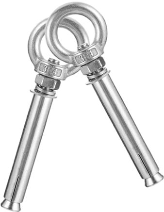 IWOWHERO 2 Tornillos De De Acero Inoxidable, Pernos, Sujetadores De Ojos, Pernos De Argolla De Gancho Cerrado, Sujetadores Para Paredes De Concreto (m6x60) Para Aplicaciones De
