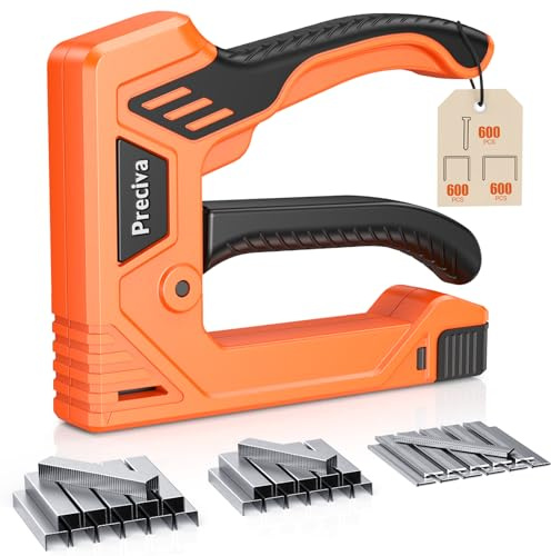 Grapadora ligera para madera con 1800 Grapas，Grapadora Tapicero，grapadora pared，para Tapicería,Para Madera, Textiles Para Artesanía (Naranja)