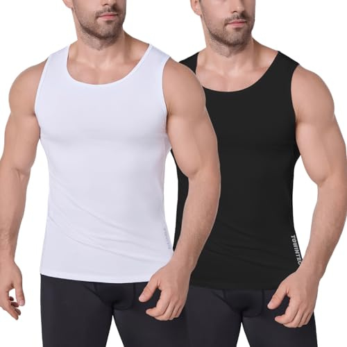 Towintec Debardeur Compression Homme T-Shirt Skinny Ventre Plat Slim | Hommes Gilet,L'été Aérée, Course À Pied, Football, Sport, Sweat-Shirt, Maillot De Corps, Serré, Col Rond, Respirable