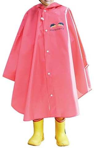 Poncho antipioggia per bambine, leggero parapioggia, per l'uso quotidiano, ideale per avventure all'aperto, scuola, tempo libero, rosa intenso, 13-16 anni