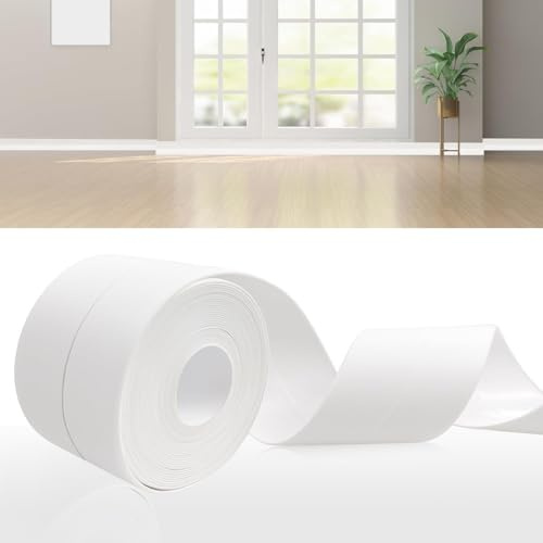 DIKARIYA Plinthe souple autocollante blanche, 16x16 mm, plinthe autocollante de 6 mètres, plinthe souple en PVC autocollante flexible, plinthe flexible pour angles dans la salle de bain