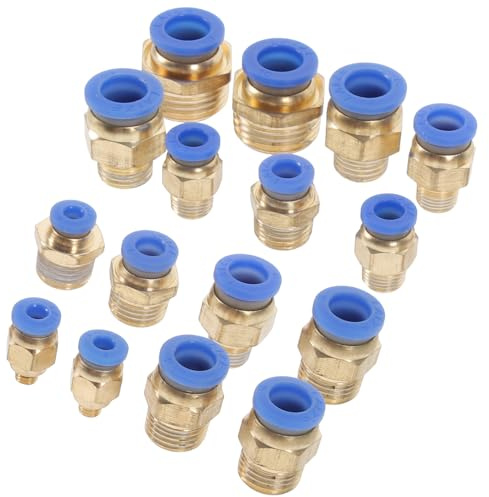 STOBAZA Set 16 Pezzi Raccordi per Tubi Dell’Aria in Plastica Connettori a Sgancio Rapido Adattatori Maschio-Maschio e Raccordi a Crimpare Compatibili Compressori Utensili Pneumatici e