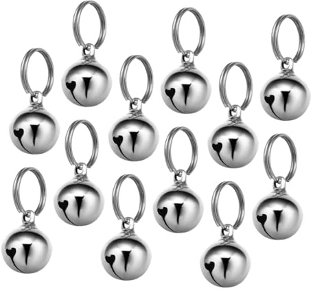DOITOOL Campanellini per Collare per Animali Domestici 12 Pezzi, Piccoli Campanelli da Collo Impermeabili in Metallo Argento 16mm, Accessori Antismarrimento per Cani e Gatti Adatti