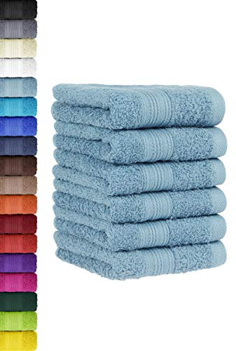 BaSaTex - 6er Pack Handtuch Set für Gäste - Handtücher mit Aufhängeschlaufe aus weicher Baumwolle in 30x50 cm - Gästetücher für die Händereinigung Öko-Tex Standard 100 Zertifiziert - Hellblau