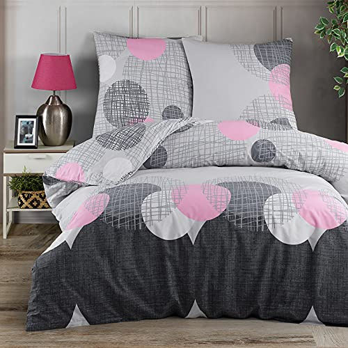 Buymax Bettwäsche 200x220 cm – Bettwäsche Set 3-teilig 200 x 220 cm, Renforcé 100% Baumwolle, Bettbezug mit 2 Kissenbezügen 80x80 cm, Oeko-TEX, Reißverschluss, weich und atmungsaktiv