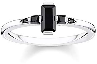Thomas Sabo ring stone baguette cut black 925 sterling silver TR2266-643-11-54
