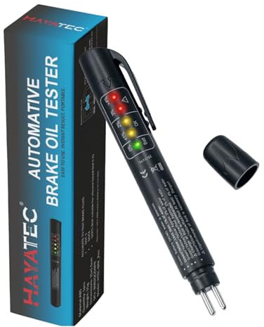 Hayatec Car Brake oil Tester Pen, Mini Automobile Diagnostic Brake Oil Detection Pen with 5 LED Indicator, Calibrated for Testing DOT3 DOT4 fluid, Brake oil Water indicator