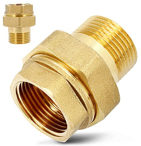 3-Teilige Messing Fitting Verschraubung 1/2 Zoll IG/AG Konisch Dichtend | Innengewinde Außengewinde Rohrverschraubung Gewindefitting Verbindungsstück Sechskant | ART.61-15.P-SRUB