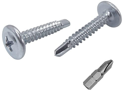 Confezione da 300 viti in acciaio zincato da 4,2 x 25 mm, testa a croce modificata Phillips, vite autofilettante per lamiera, autofilettante (300, 4,2 x 25 mm)