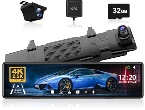REDTIGER T27 Mirror Dash Cam Front and Rear, 4K+2.5K Rear View Mirror Camera, 11 UHD Touch Screen Rearview Mirror Backup Camera, Night Vision, GPS, Reverse Assistance, Parking Monitor, 32GB Card