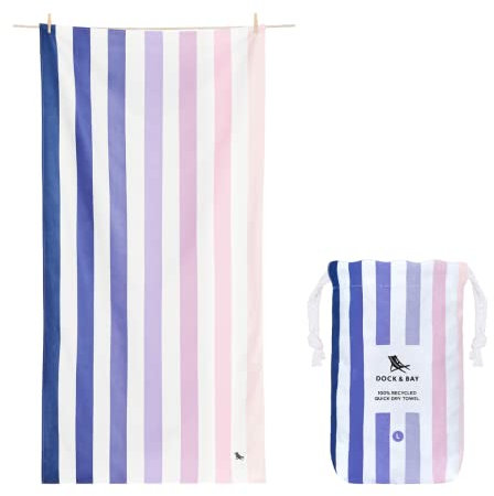 Dock & Bay Strandhandtuch - Schnell trocknende Mikrofaser, ohne Sand - Kompakt, Leicht - 100% recycelt - Inklusive Beutel - Summer - Dusk to Dawn - Extra Large (200x90cm, 78x35)