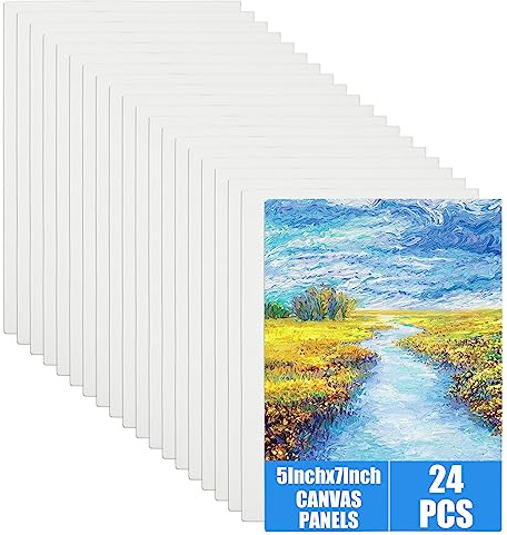 APACALI 24 PCS Blank Canvas, 5 x 7 Inch (13 x 18cm) Canvases for Painting, Mini Canvas Boards, White Blank Canvases for Art, Painting, Sketching, Drawing