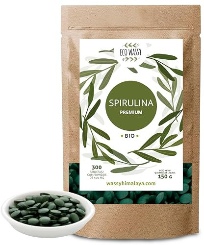 Spirulina Organica in compresse. Dose massima 3000 mg. (150 g|300 Uni.) 100% Spirulina di massima purezza antiossidante. Naturale E Senza Additivi | Detox/Saziante/Vegano. Super Cibo in pillola