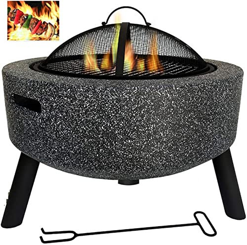 Brasero de leña para jardín, brasero de Mesa, Calentadores y fogones para Exteriores con Rejilla para Calentar/Cuencos de Fuego (Negro)