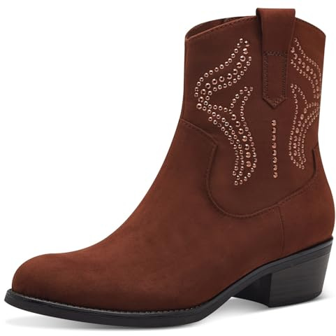 MARCO TOZZI Botines de tacón grueso para mujer Vaquero, marrón, 40 EU