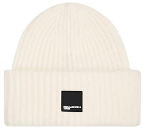 KARL LAGERFELD JEANS, Damen, Box Logo Beanie, Weiss, Einheitsgröße