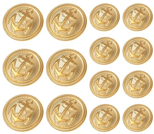 Ymapinc 14pcs Metal Gold Blazer Buttons Set - 18mm & 23mm
