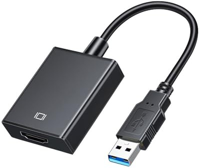 ABLEWE Adaptador USB a HDMI, USB 3.0/2.0 a HDMI Audio Video Adaptador HD 1080P Video Graphic Cable Convertidor para PC, Laptop HDTV TV compatible con Windows XP/10/8/7