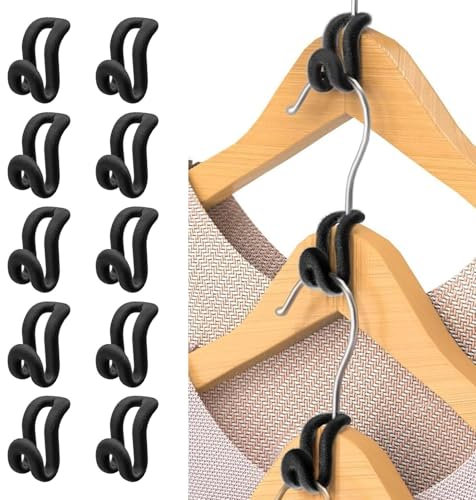 Rixotix 20 Stück Kleiderbügel-Verbindungshaken, rutschfeste Samtbeschichtung, Kompliment für Ihre Samt-Kleiderbügel, Beflockte Kleiderbügel-Verlängerungshaken, platzsparend