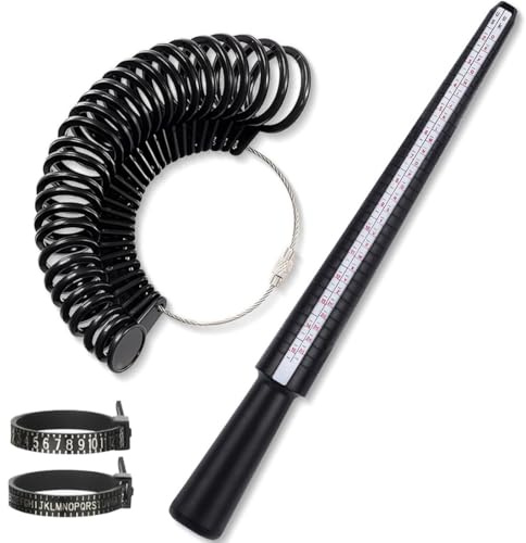 CATOR 4 pcs Set di Misuratori per Anelli, Misuratore anelli, Misuratore di Anelli Professionale per la Misurazione del Diametro degli Anelli e Misurazione della Dimensione del Dito