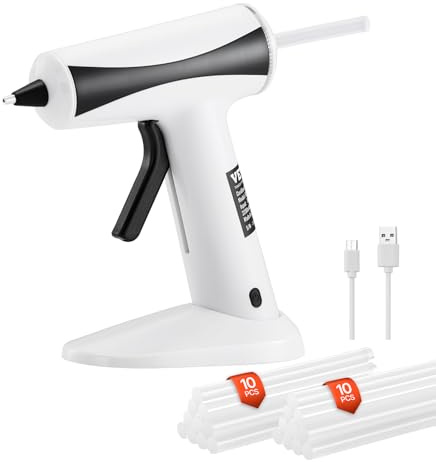 VEVOR Hot Glue Gun, Rechargeable Cordless Glue Gun, Mini Wireless Hot Glue Gun Kit with 2200mAh Battery, 20 Pcs Glue Sticks, Fast Preheating & High Temp, for Crafts, Arts, DIY, Quick Home Repairs